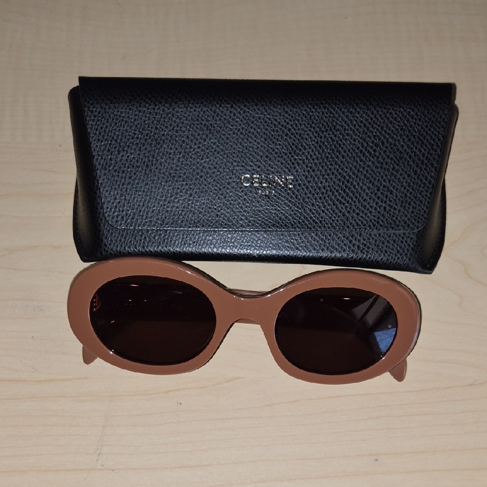 Celine Tan Oval Sunglasses